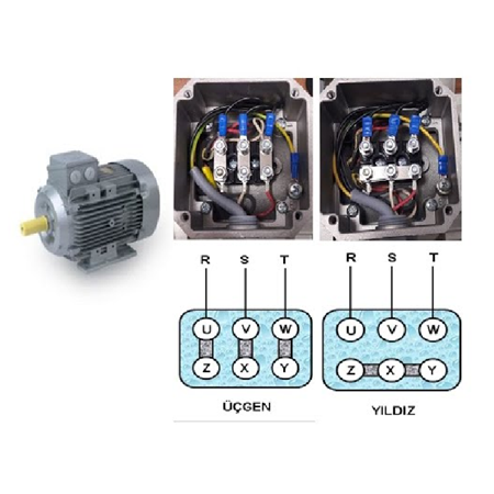 Star and delta three-phase motor connection guide